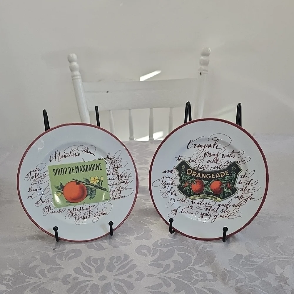 Williams Sonoma Rosanna Italy Set Of 2 Salad Plates Mandarin Syrup Orangeade